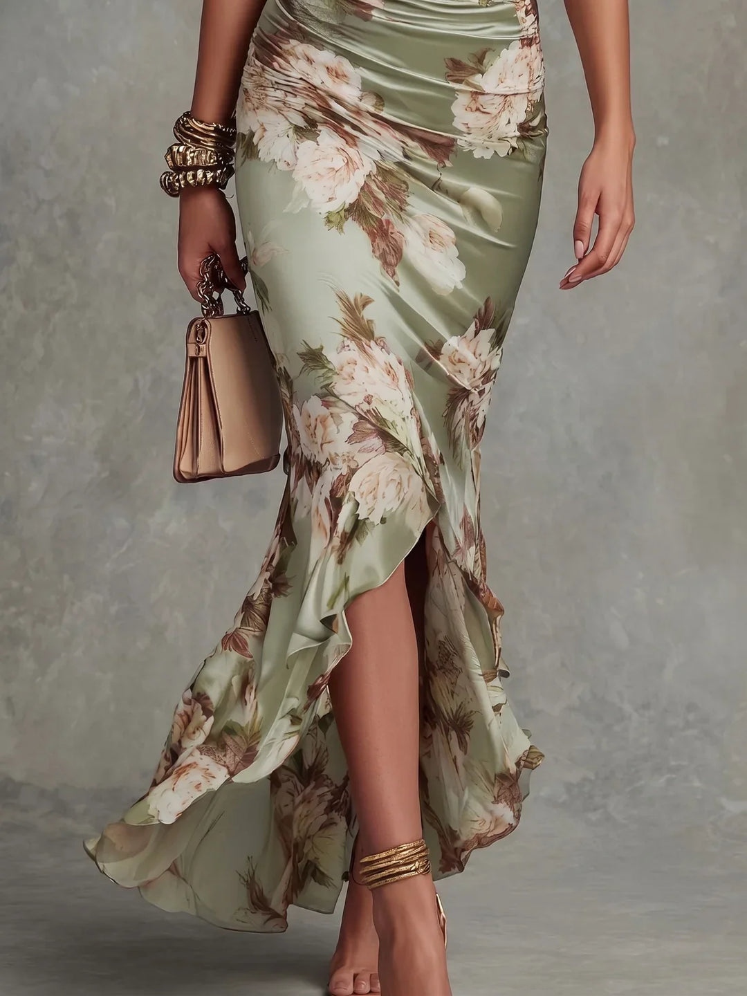 Evelina | Floral Ruched Maxi Dress