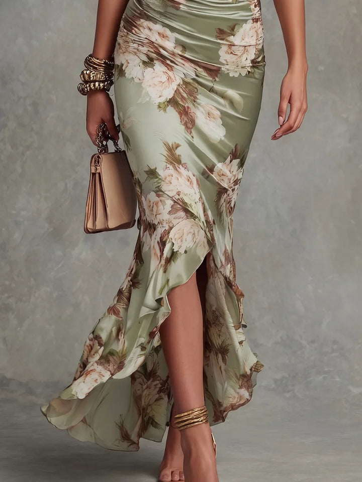 Evelina | Floral Ruched Maxi Dress