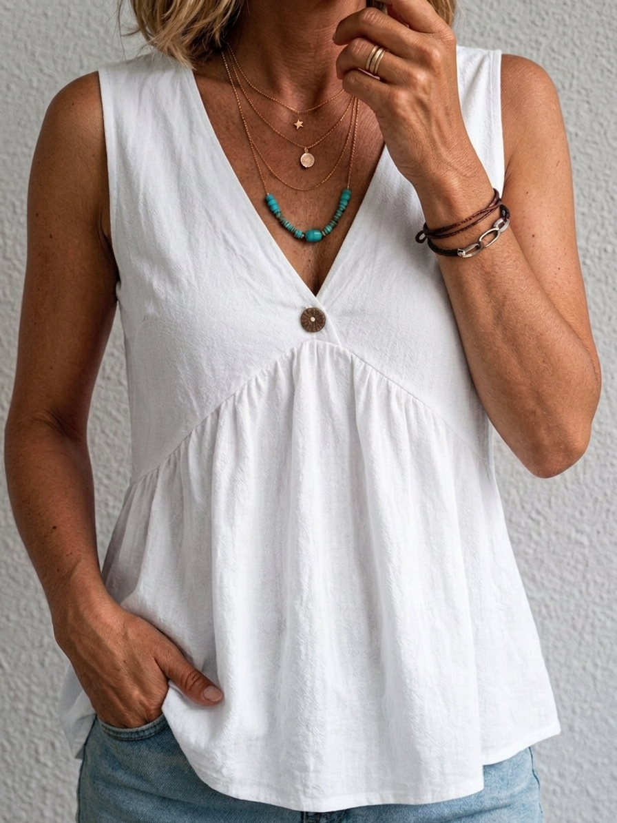 Marlena | Flowing V-Neck Sleeveless Top