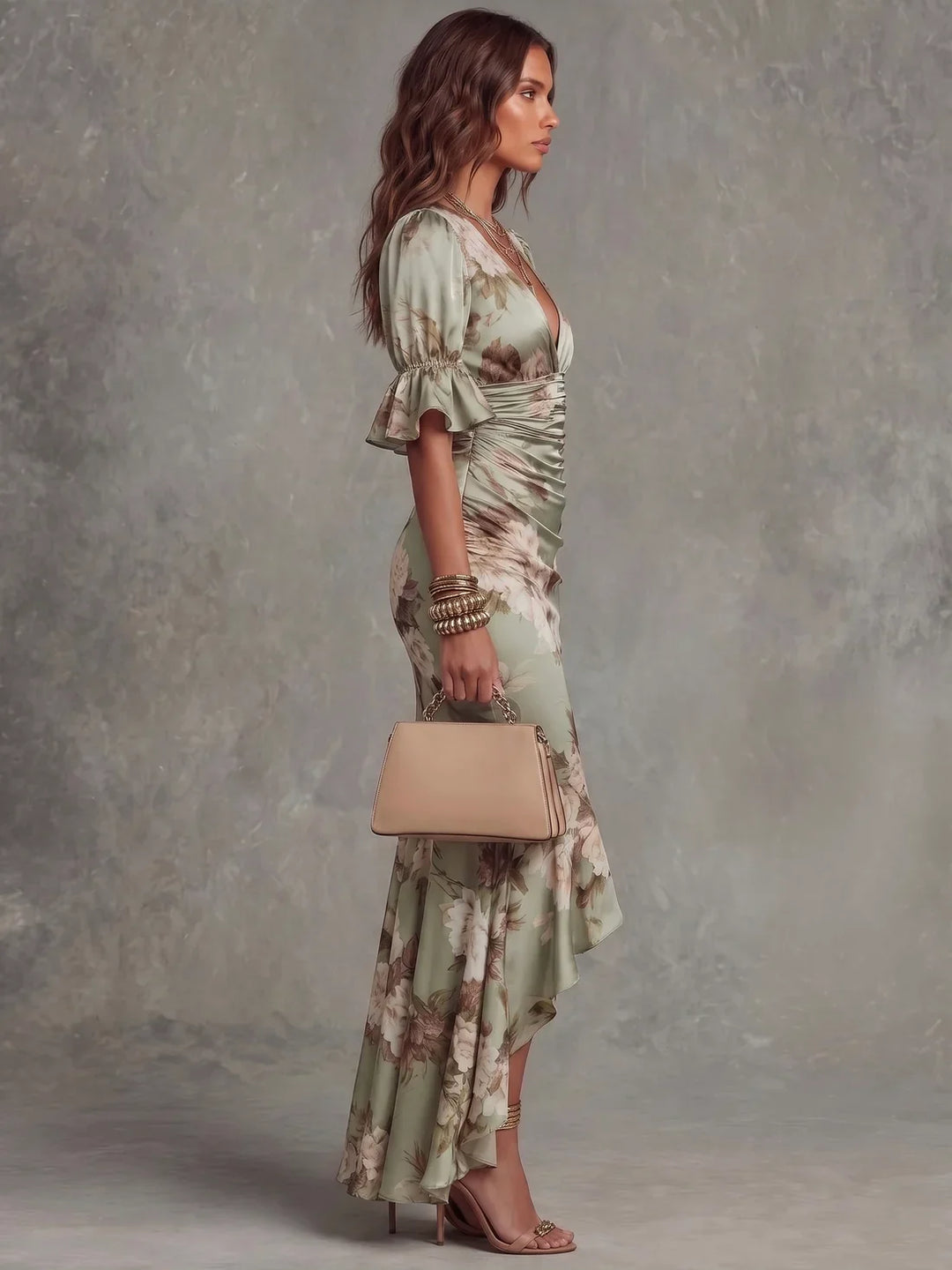 Evelina | Floral Ruched Maxi Dress