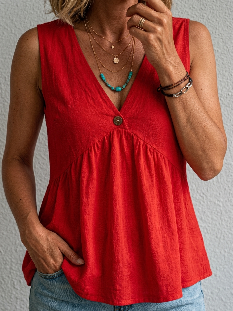 Marlena | Flowing V-Neck Sleeveless Top