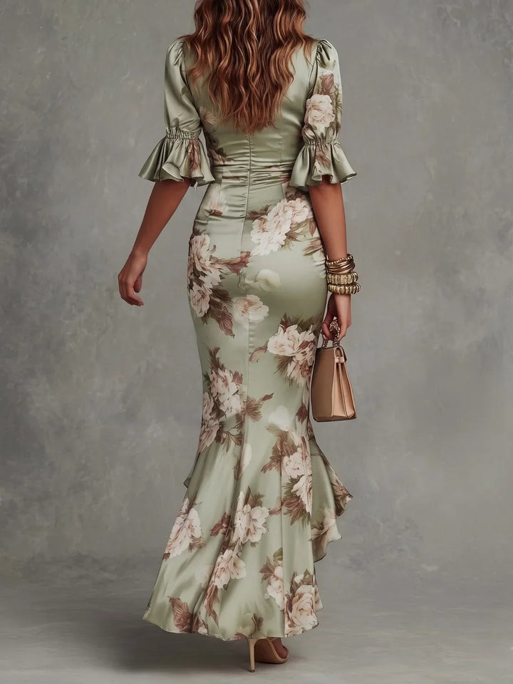 Evelina | Floral Ruched Maxi Dress