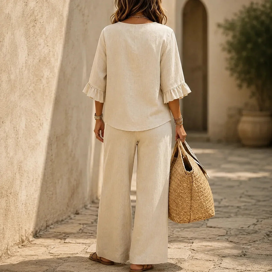 Farrah | Relaxed Ruffle-Sleeve Two-Piece Set