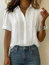 Naomi | Pleated Short-Sleeve Blouse