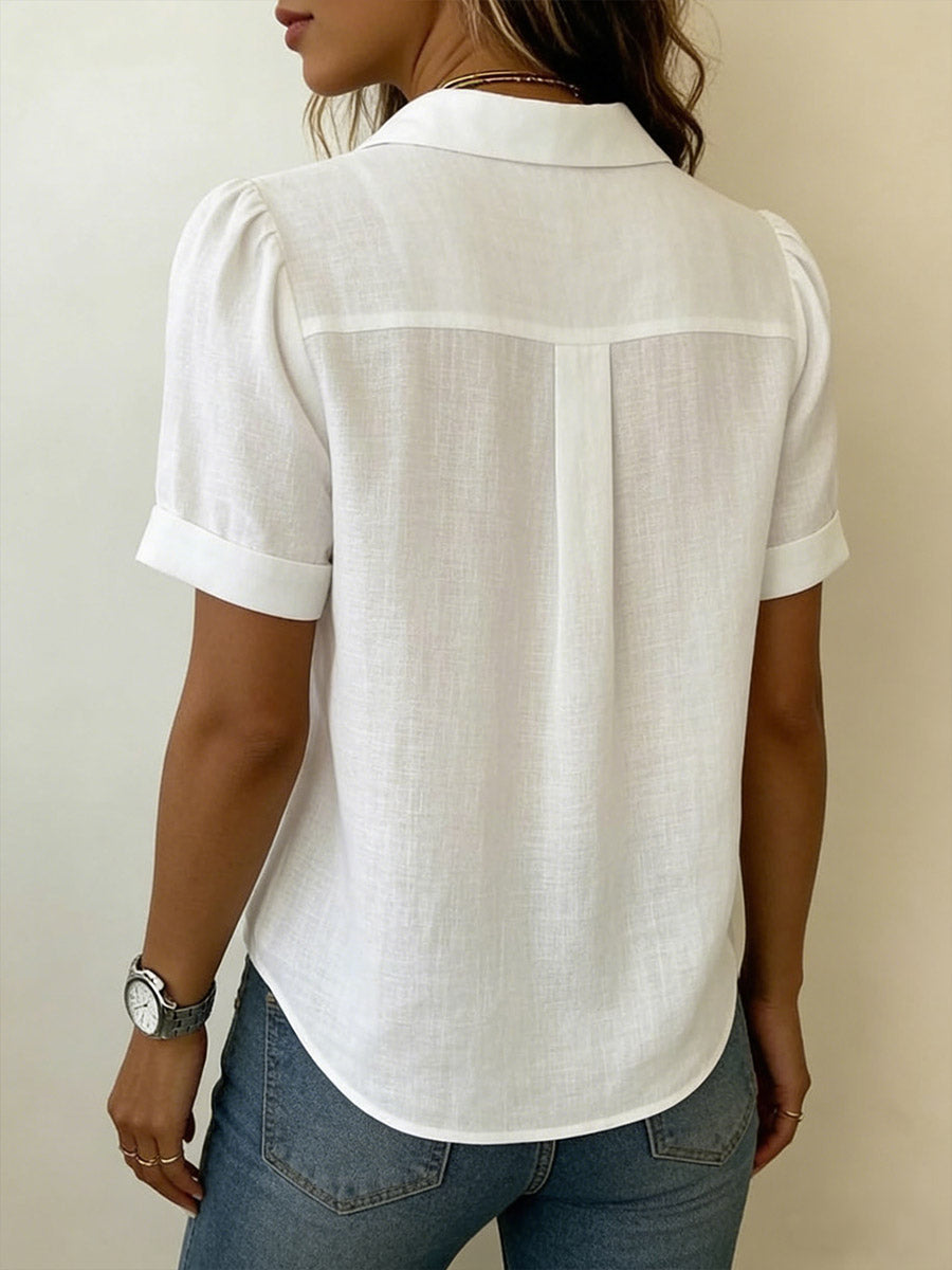 Naomi | Pleated Short-Sleeve Blouse