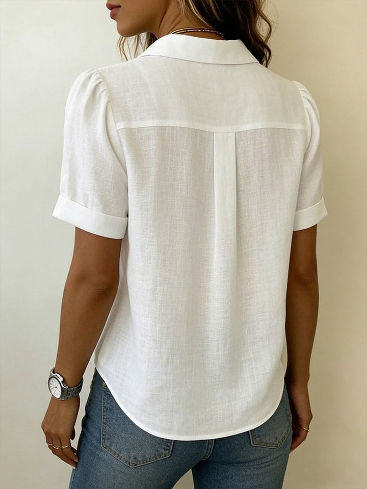 Naomi | Pleated Short-Sleeve Blouse