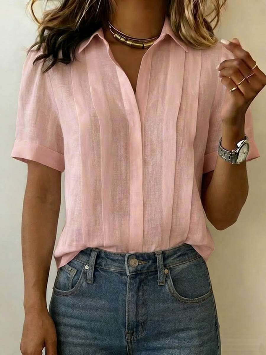 Naomi | Pleated Short-Sleeve Blouse