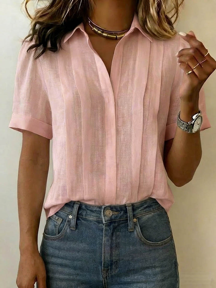 Naomi | Pleated Short-Sleeve Blouse