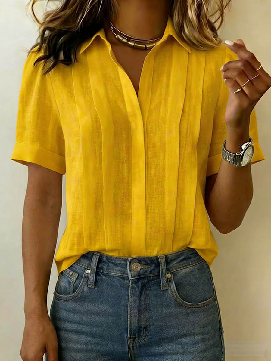 Naomi | Pleated Short-Sleeve Blouse