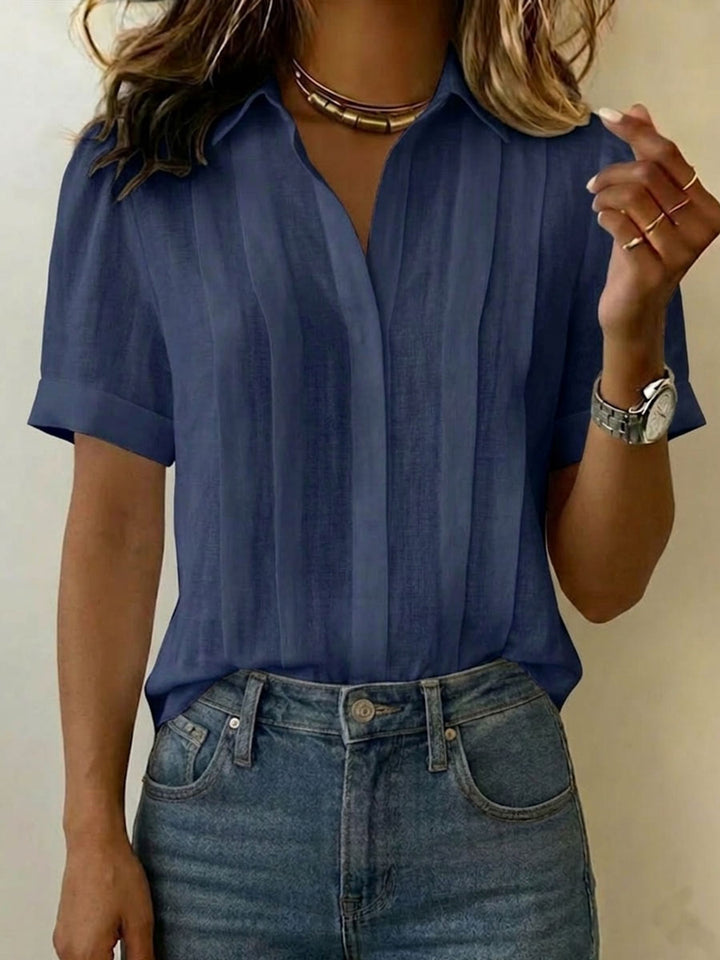 Naomi | Pleated Short-Sleeve Blouse