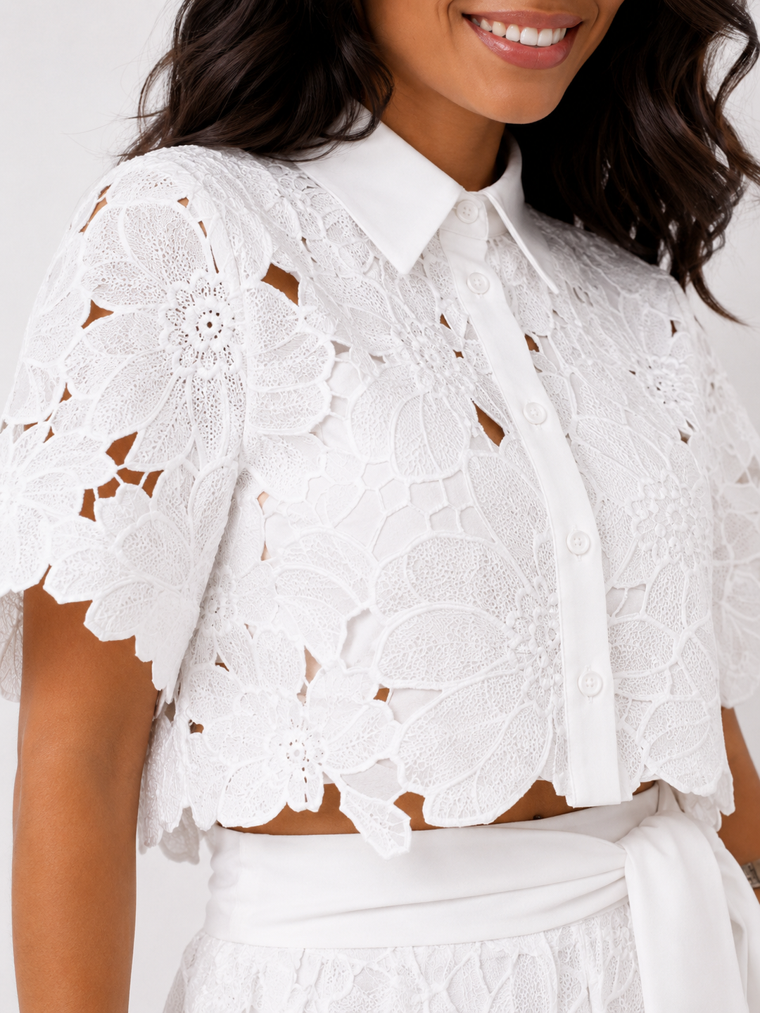Meline | Floral Cutwork Two-Piece Set