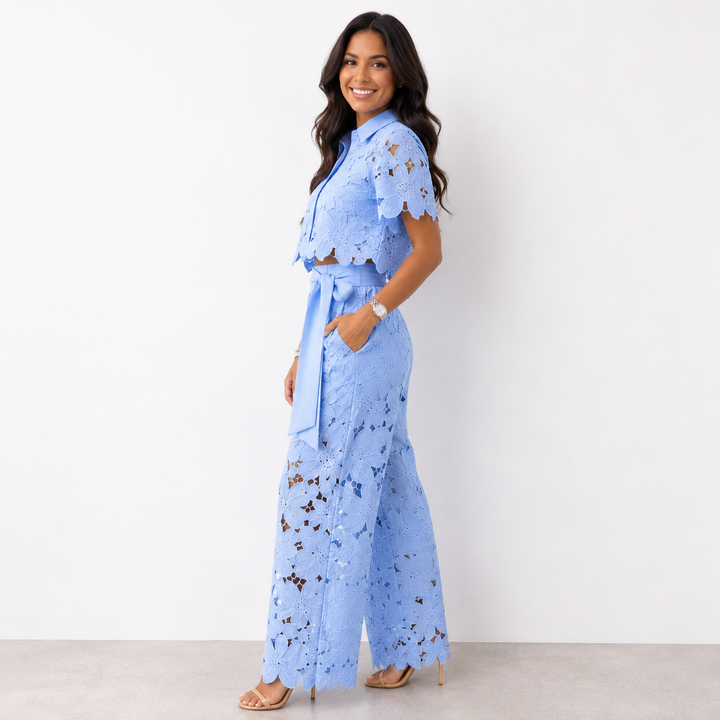 Meline | Floral Cutwork Two-Piece Set