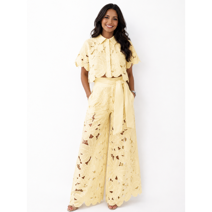 Meline | Floral Cutwork Two-Piece Set