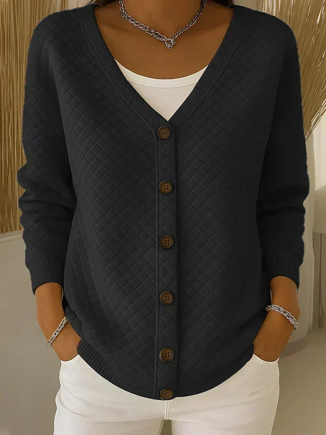 Pauline | Quilted Button-Front Cardigan