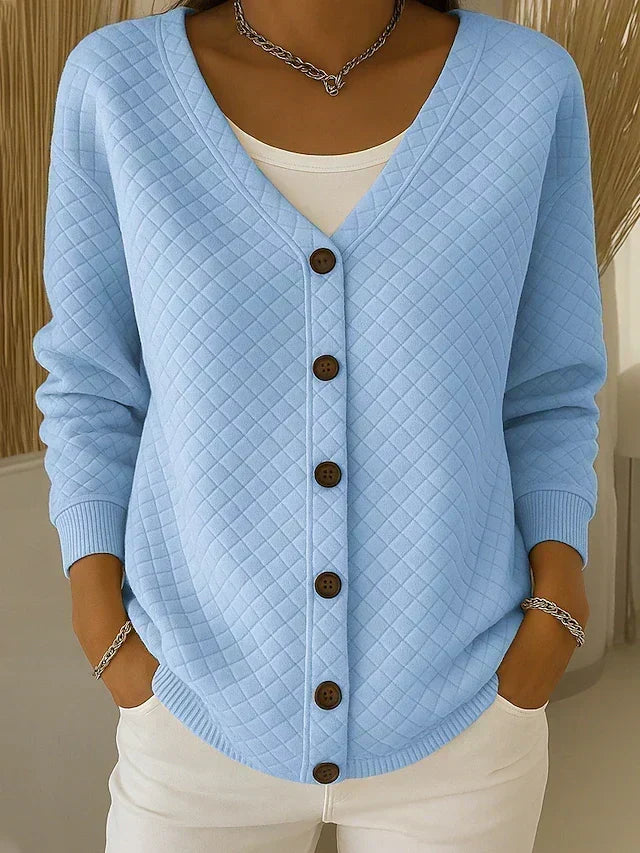 Pauline | Quilted Button-Front Cardigan