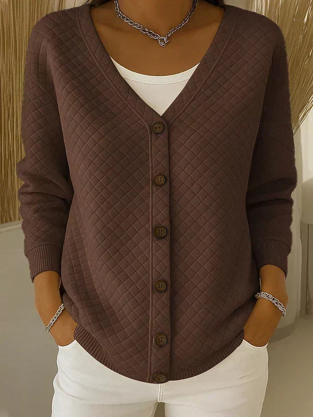 Pauline | Quilted Button-Front Cardigan