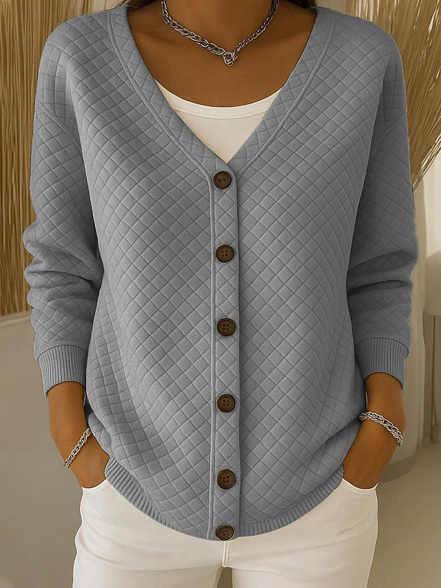 Pauline | Quilted Button-Front Cardigan