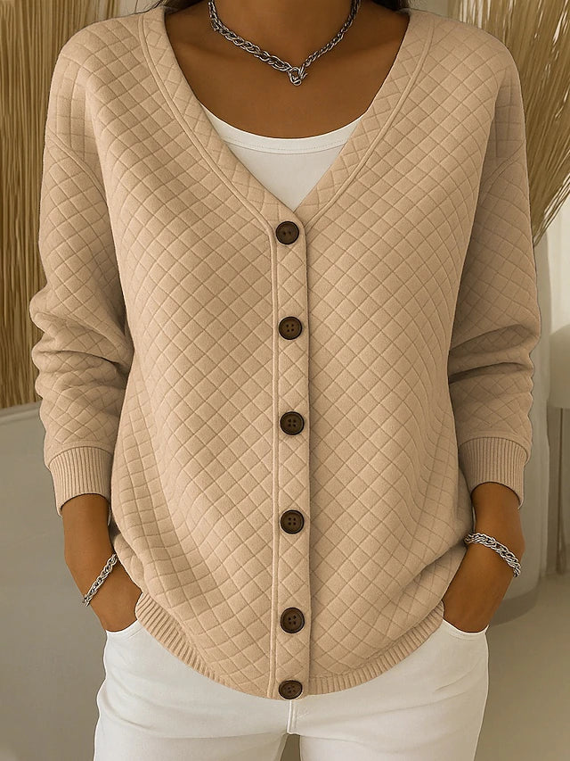 Pauline | Quilted Button-Front Cardigan
