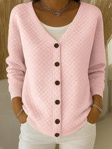 Pauline | Quilted Button-Front Cardigan