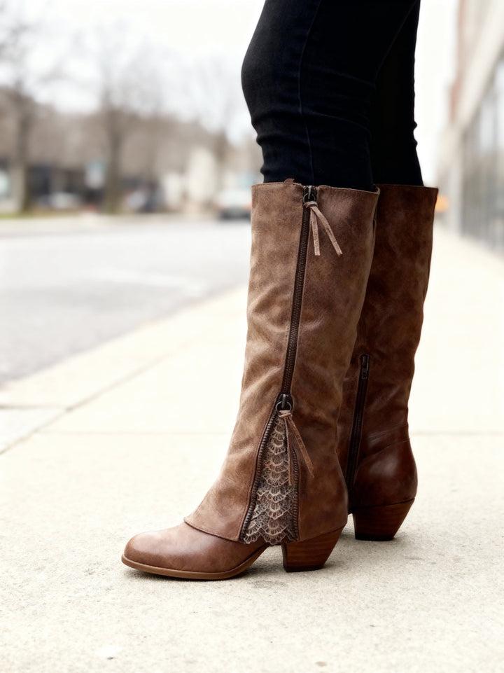 Cassidy | Lace-Trimmed Tall Western Boots