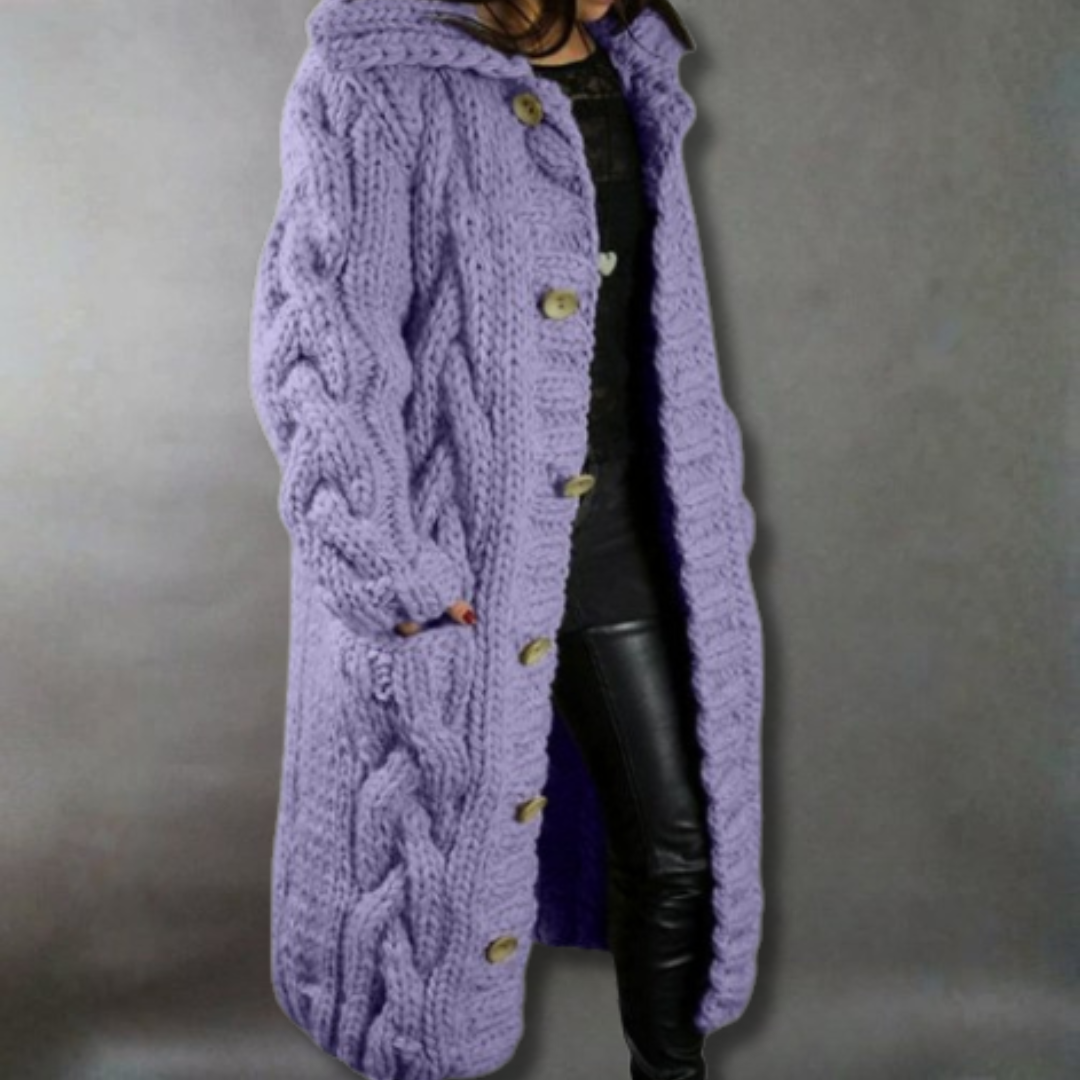 Sandra | Chunky Knit Hooded Cardigan