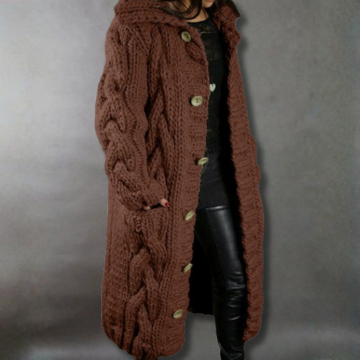 Sandra | Chunky Knit Hooded Cardigan