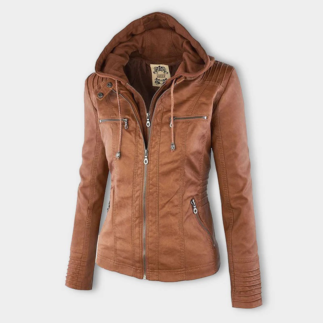 Louise | Hooded Zip-Up Biker Jacket
