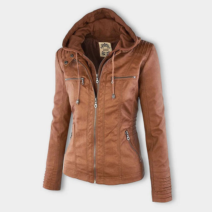 Louise | Hooded Zip-Up Biker Jacket