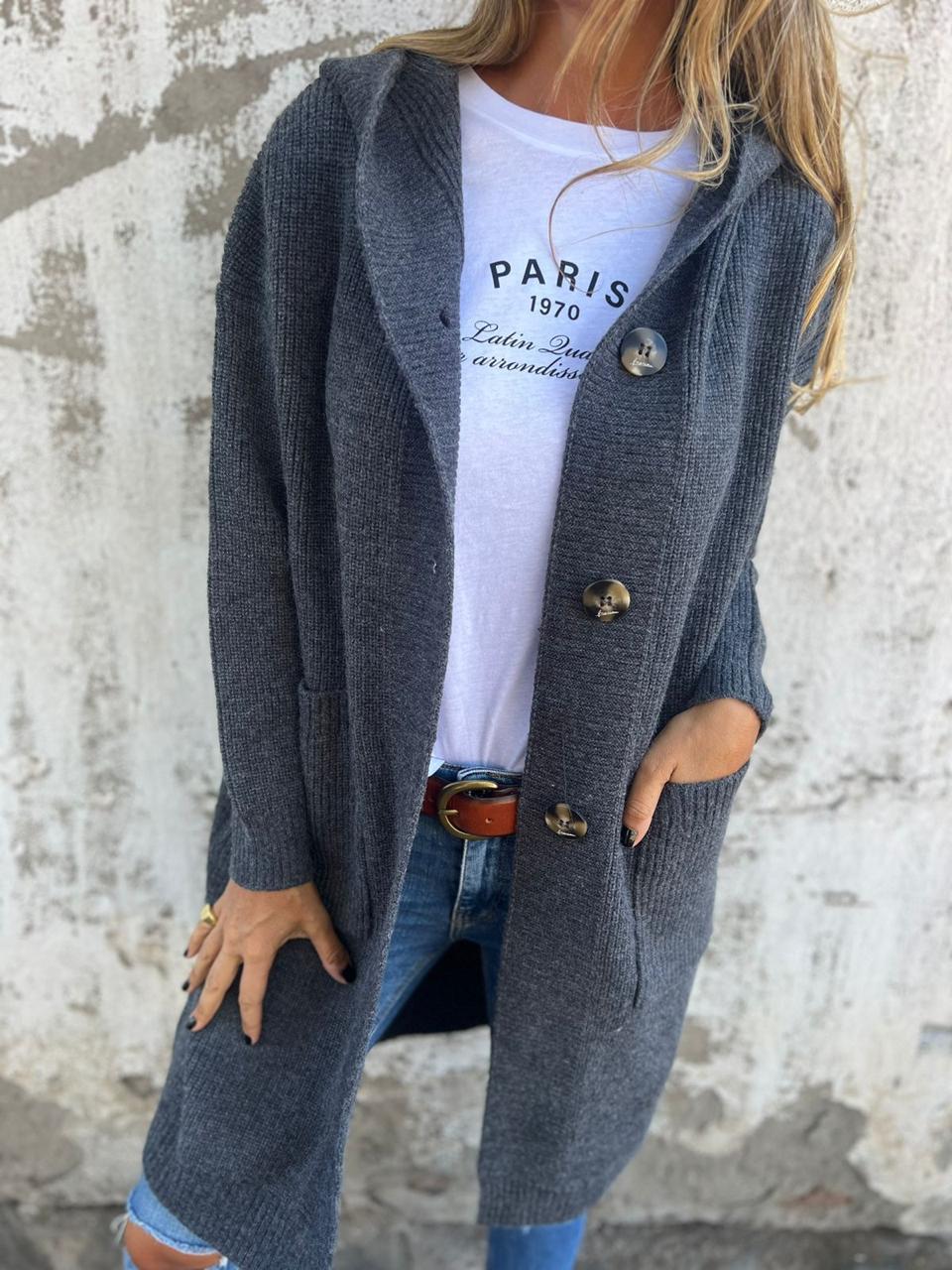 Esther | Longline Button-Front Cardigan