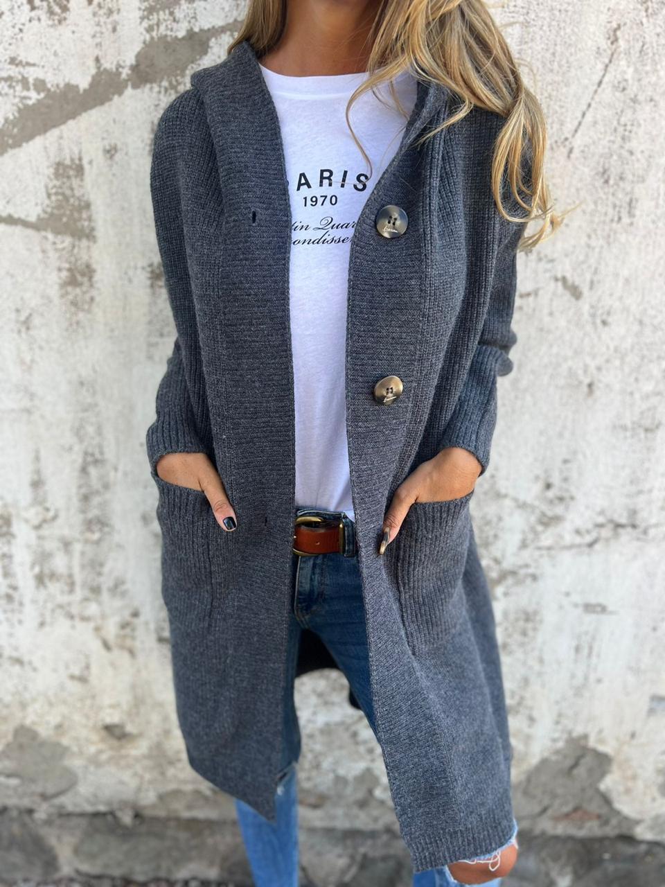 Esther | Longline Button-Front Cardigan