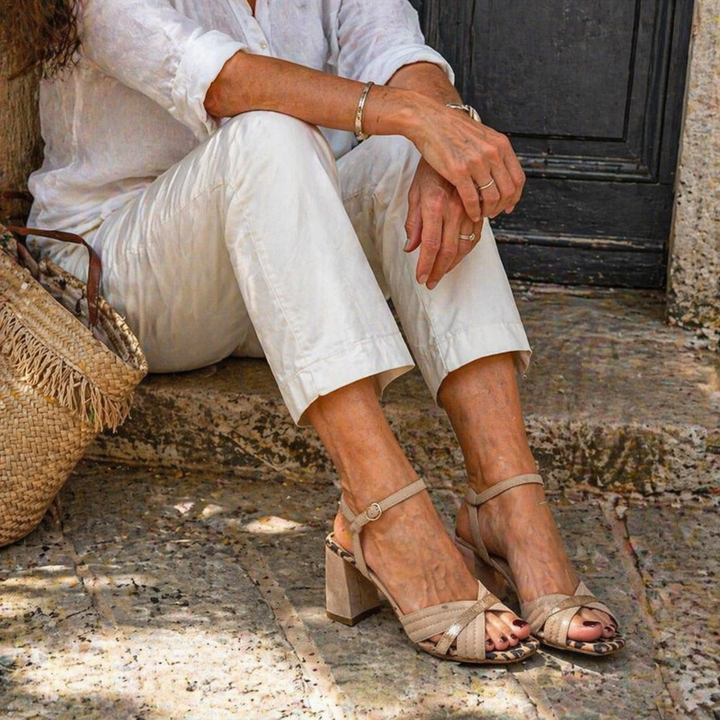 Elodie | Cross-Strap Block Heel Sandals