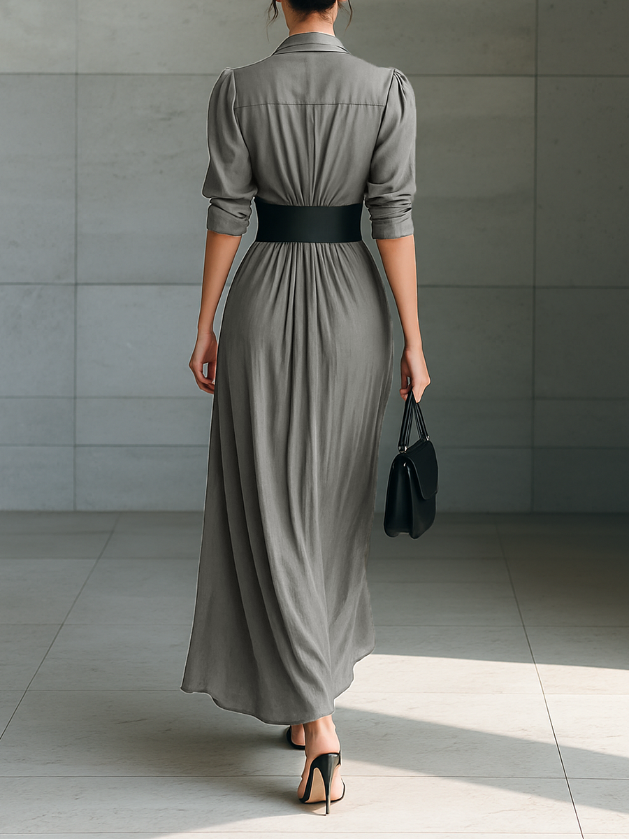 Evelyne | Draped Belted Maxi Dress