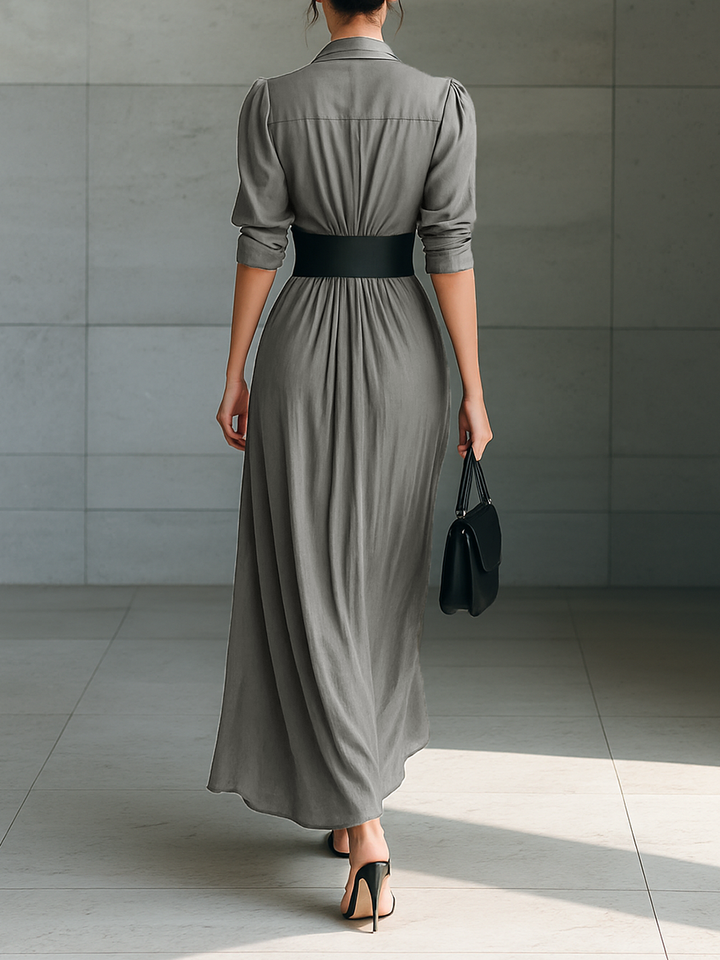 Evelyne | Draped Belted Maxi Dress