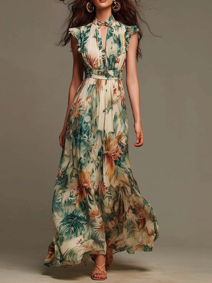 Juliana | Flowing Botanical Maxi Dress