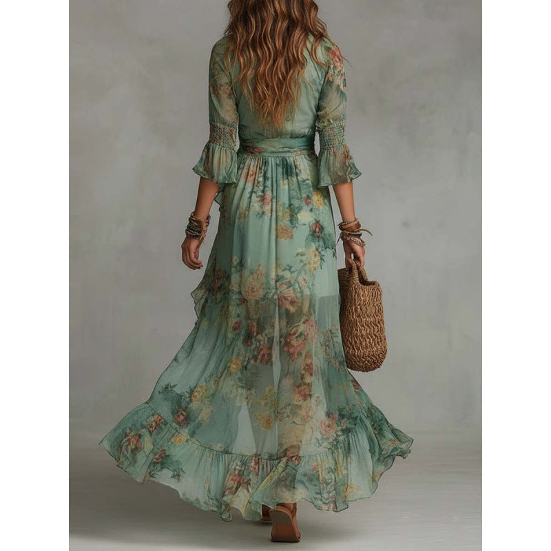 Anneliese | Floral Ruffle Wrap Dress