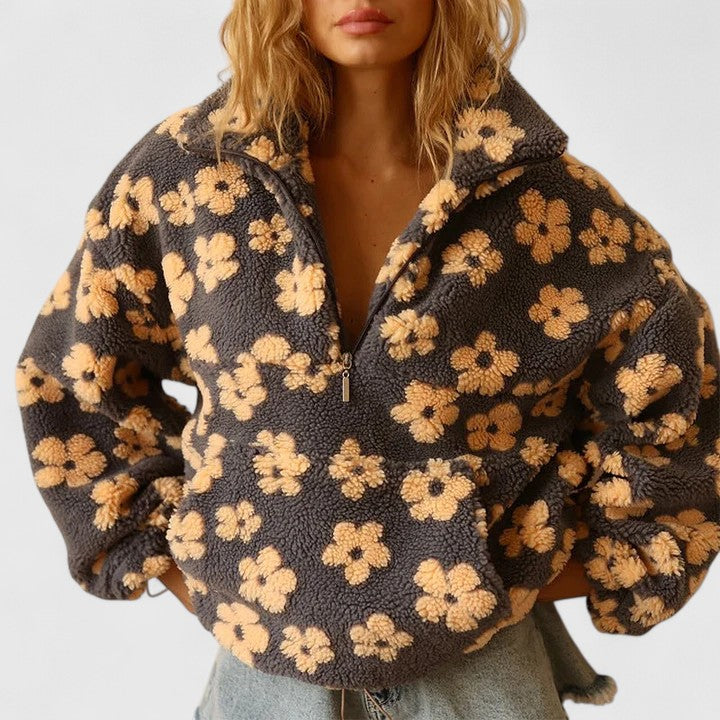 Astrid | Cozy Floral Half-Zip Pullover