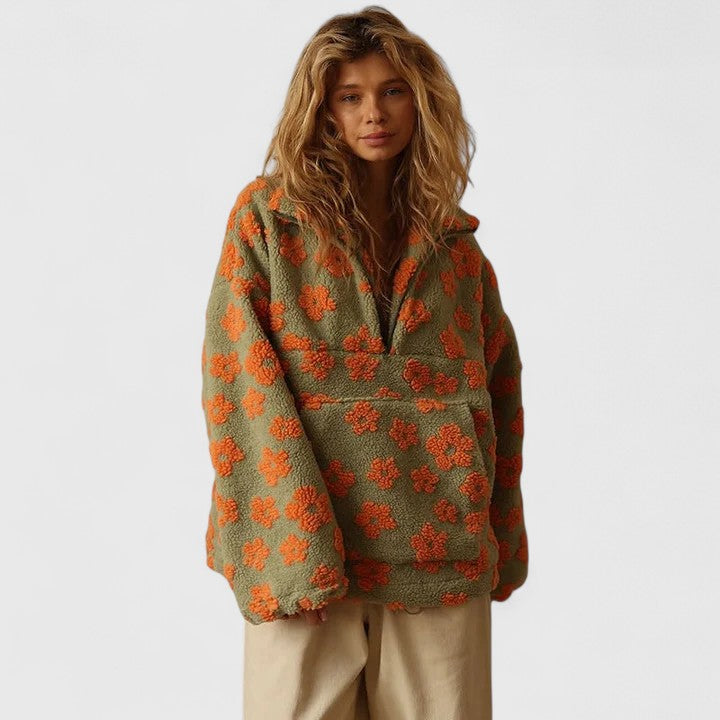 Astrid | Cozy Floral Half-Zip Pullover