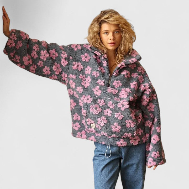 Astrid | Cozy Floral Half-Zip Pullover