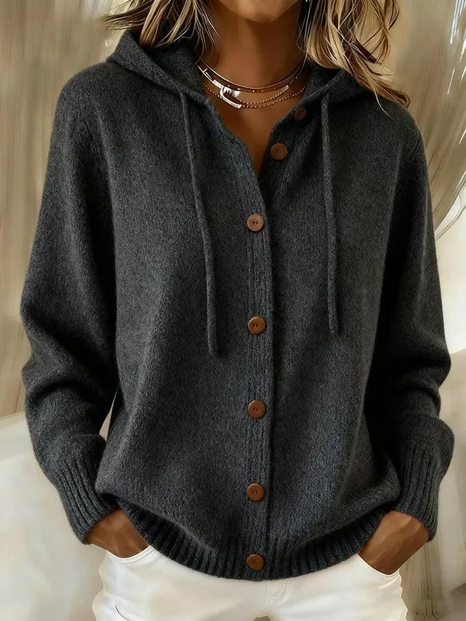 Holly | Hooded Button-Front Cardigan