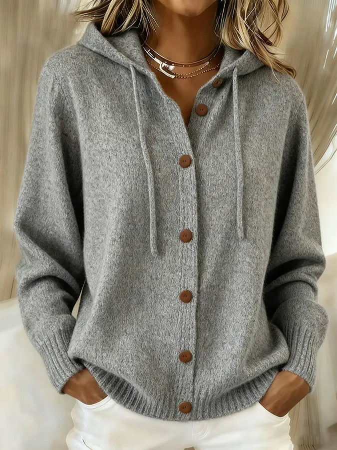 Holly | Hooded Button-Front Cardigan
