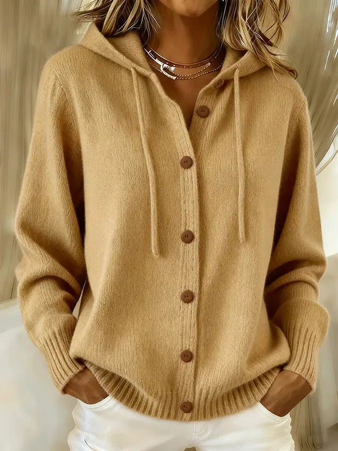 Holly | Hooded Button-Front Cardigan