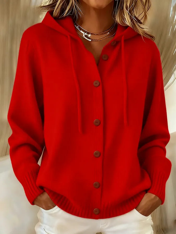 Holly | Hooded Button-Front Cardigan