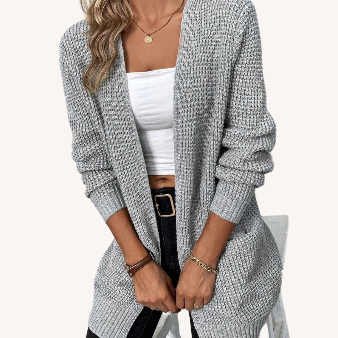 Theodora | Waffle-Knit Open Cardigan