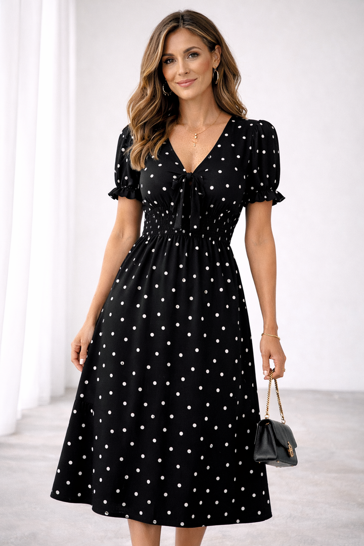 Ellery | Timeless Polka Dot Ruffle Midi Dress