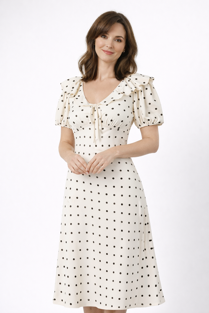Ellery | Timeless Polka Dot Ruffle Midi Dress