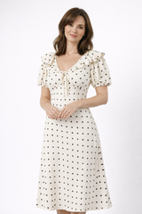 Ellery | Timeless Polka Dot Ruffle Midi Dress