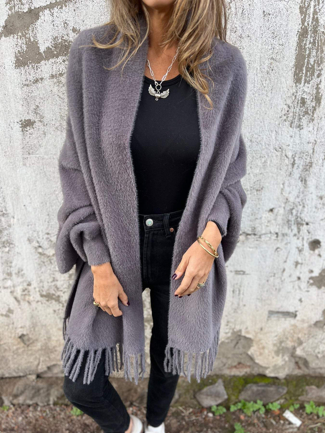 Corinne | Longline Fringe Cardigan