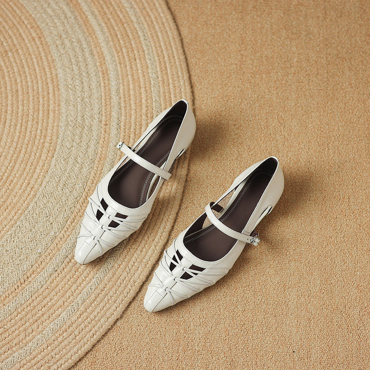 Margery | Pointed Lattice Mary Jane Flats