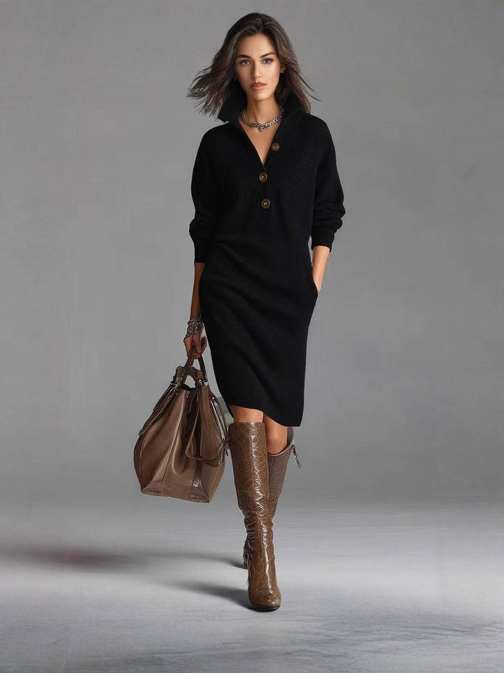 Elowen | Collared Button-Neck Jumper Dress