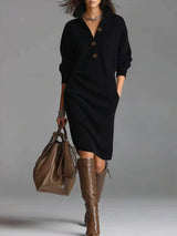 Elowen | Collared Button-Neck Jumper Dress